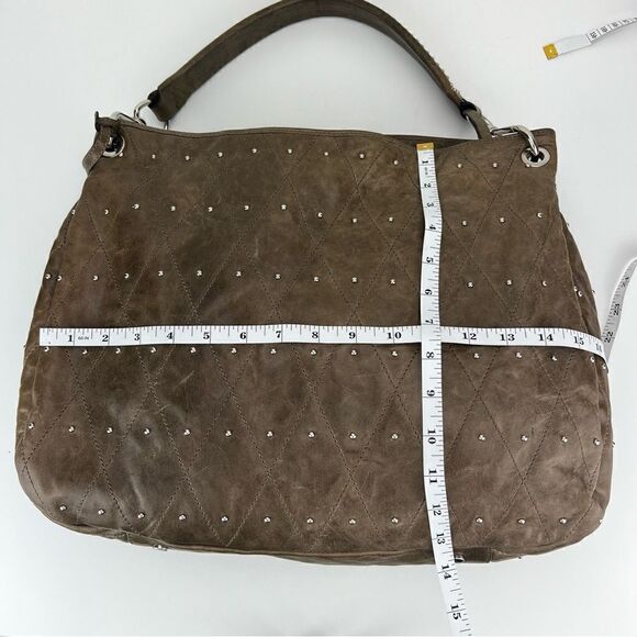 ABRO Hobo Taupe Leather Handbag Made in Italy - Picture 12 of 13